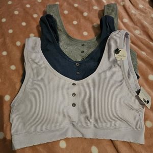 Lucky Brand 3 pack ribbed button bras large